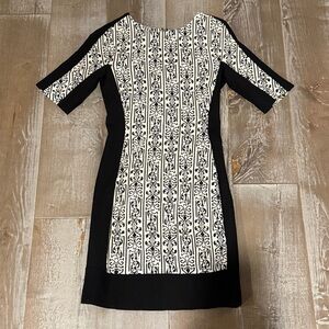 Walter Baker Black and Cream Midi Dress